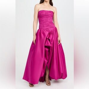 Fuchsia Ruched High-Low Gown
